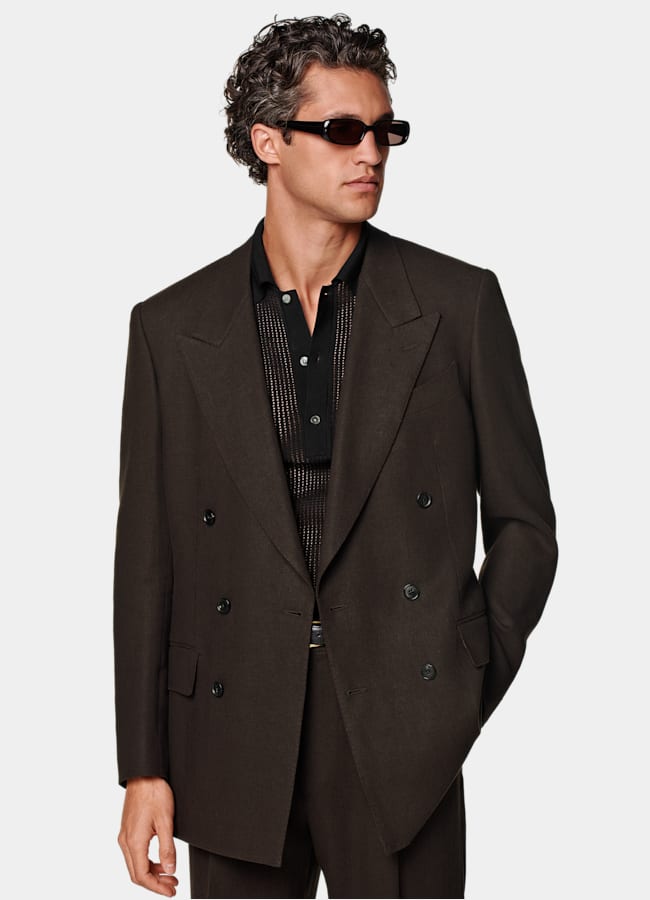 SUITSUPPLY Summer Pure Linen by Beste, Italy Mid Brown Tailored Fit Milano Suit