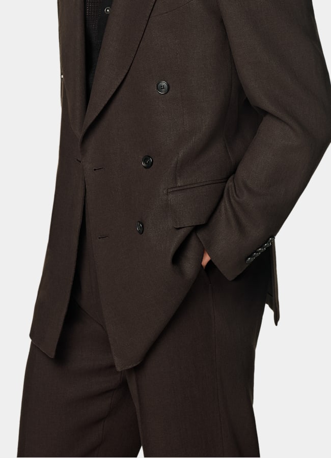 SUITSUPPLY Summer Pure Linen by Beste, Italy Mid Brown Tailored Fit Milano Suit