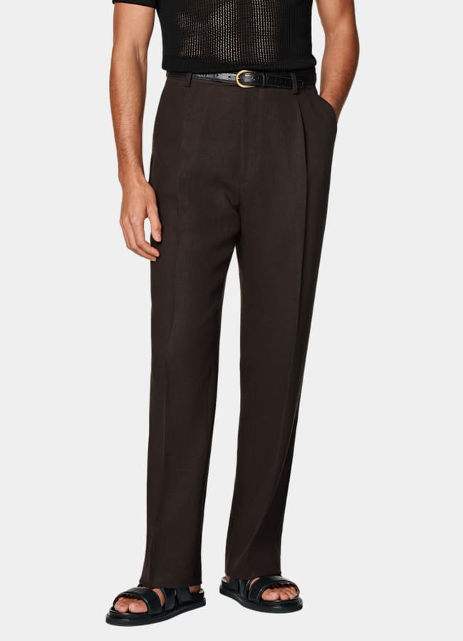 SUITSUPPLY Summer Pure Linen by Beste, Italy Mid Brown Tailored Fit Milano Suit