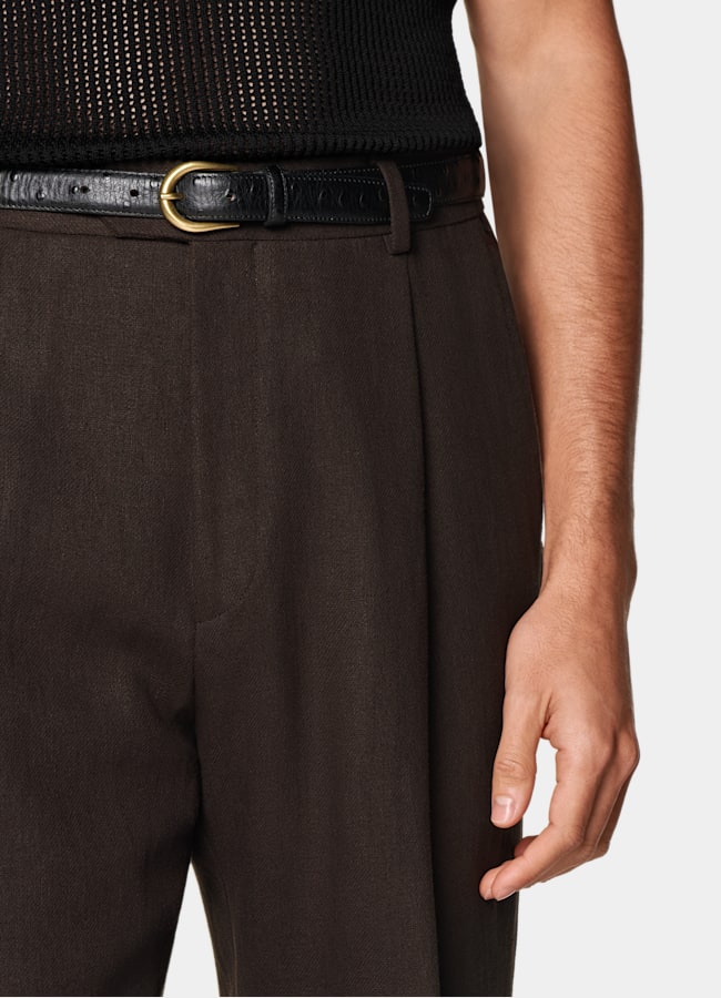 SUITSUPPLY Summer Pure Linen by Beste, Italy Mid Brown Tailored Fit Milano Suit