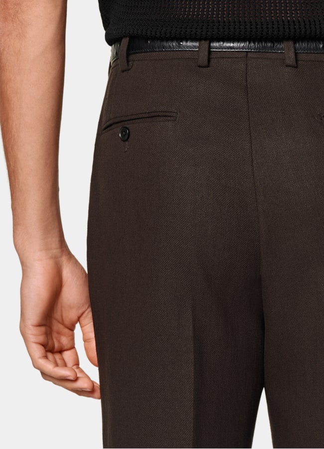 SUITSUPPLY Summer Pure Linen by Beste, Italy Mid Brown Tailored Fit Milano Suit