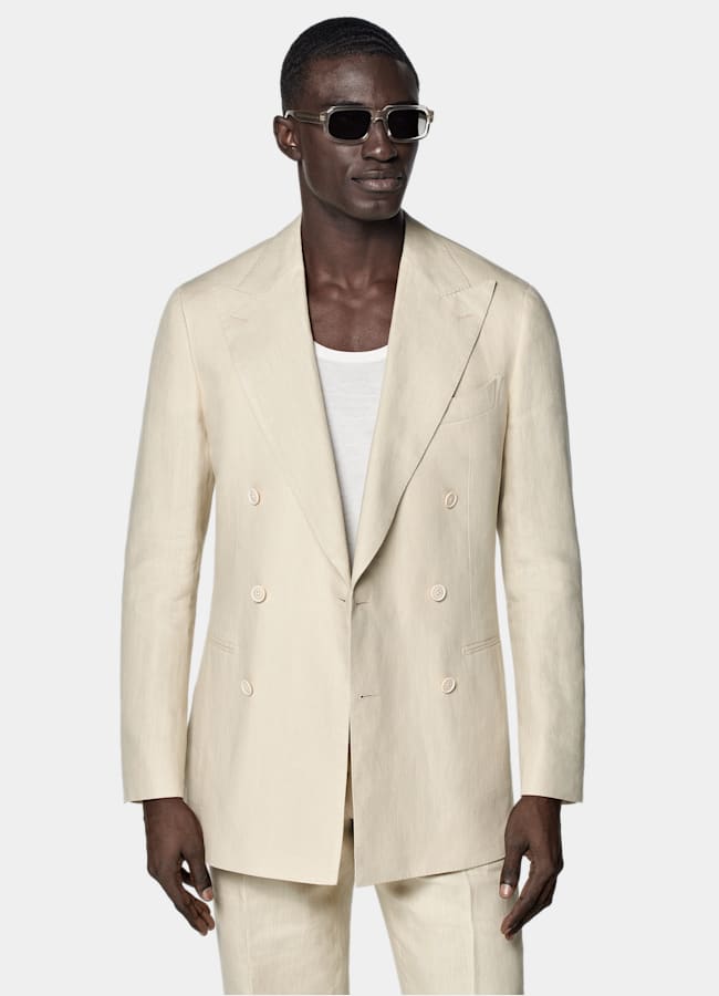 SUITSUPPLY Summer Pure Linen by Leomaster, Italy Sand Tailored Fit Havana Suit