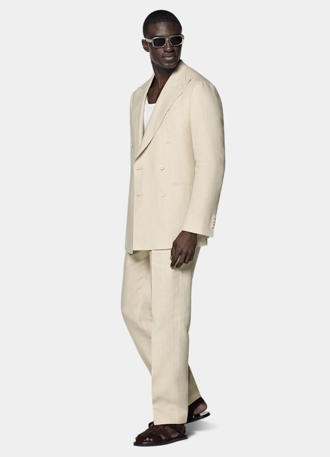 SUITSUPPLY Summer Pure Linen by Leomaster, Italy Sand Tailored Fit Havana Suit