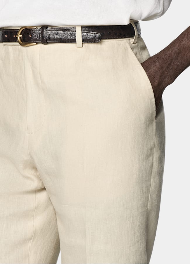 SUITSUPPLY Summer Pure Linen by Leomaster, Italy Sand Tailored Fit Havana Suit