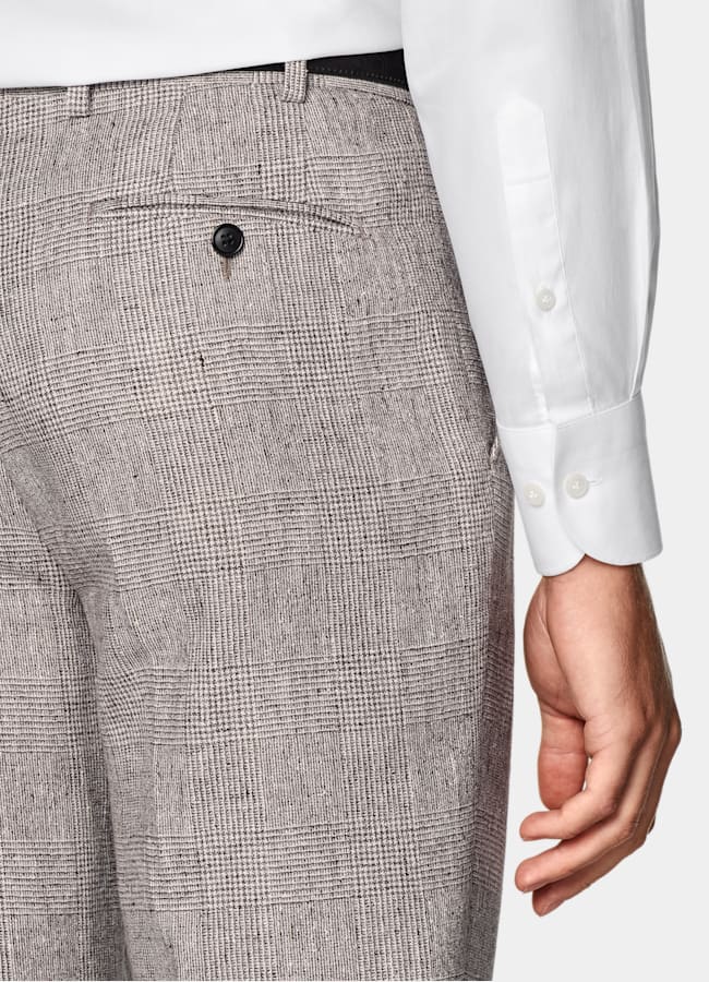 SUITSUPPLY Estate Lino poliammide - Ferla, Italia Abito Havana talpa chiaro a quadri tailored fit