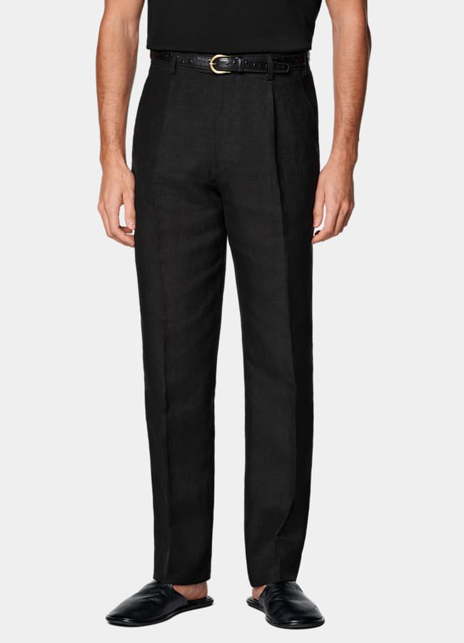 SUITSUPPLY Summer Pure Linen by Rogna, Italy Black Relaxed Fit Roma Suit