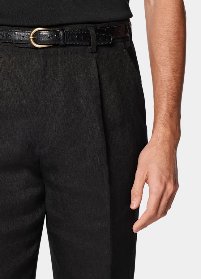 SUITSUPPLY Summer Pure Linen by Rogna, Italy Black Relaxed Fit Roma Suit