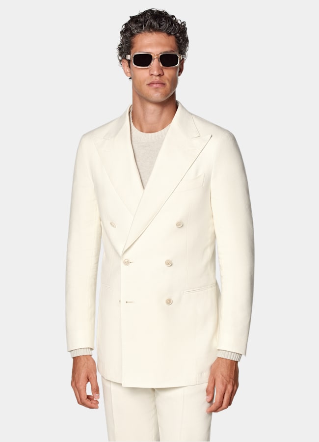 SUITSUPPLY Été Lin, laine par Rogna, Italie Costume Havana coupe Tailored blanc cassé