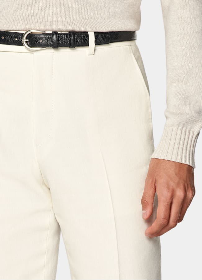 SUITSUPPLY Été Lin, laine par Rogna, Italie Costume Havana coupe Tailored blanc cassé