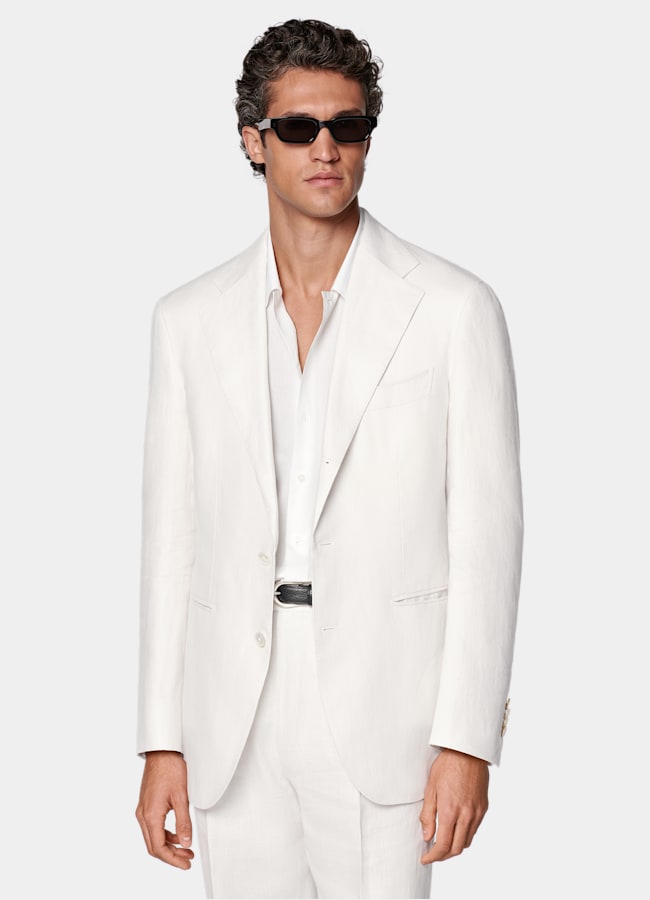 SUITSUPPLY Summer Pure Linen by Baird McNutt, United Kingdom Off-White Relaxed Fit Roma Suit
