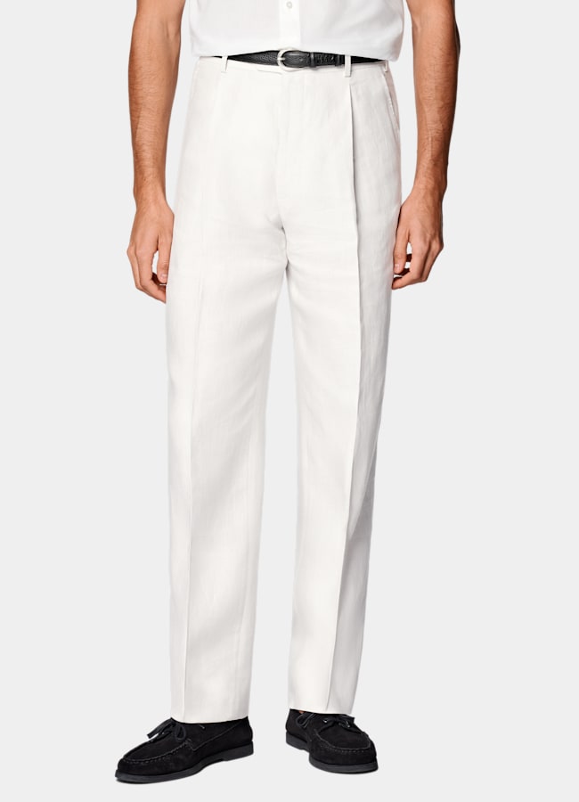 SUITSUPPLY Summer Pure Linen by Baird McNutt, United Kingdom Off-White Relaxed Fit Roma Suit