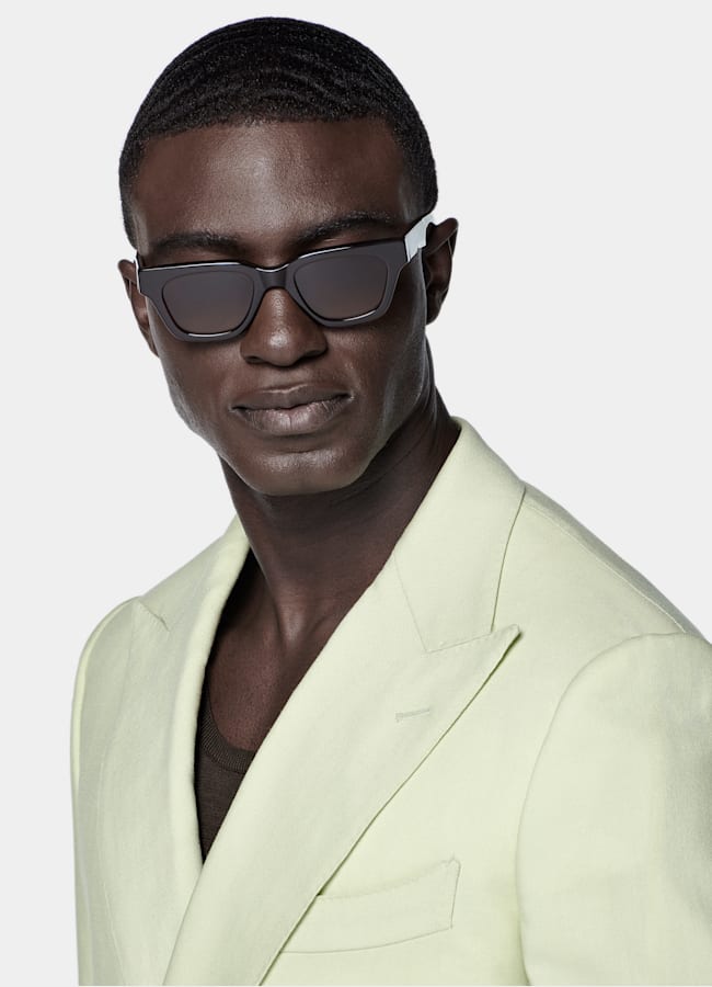 SUITSUPPLY All Season Wool Mohair by Rogna, Italy Light Green Tailored Fit Milano Suit