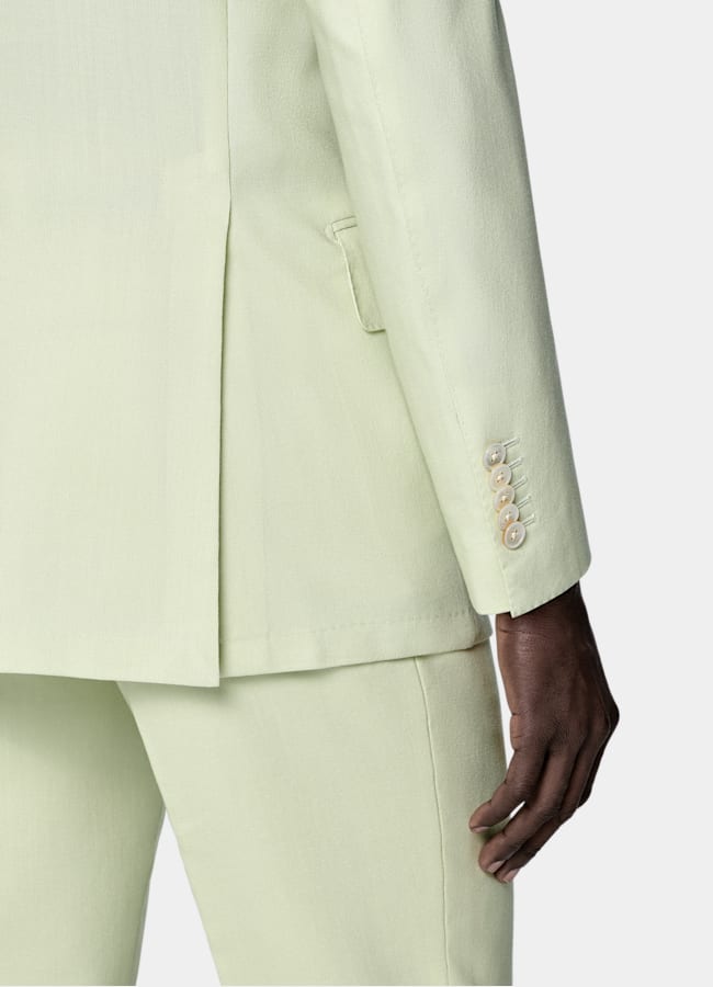 SUITSUPPLY All Season Wool Mohair by Rogna, Italy Light Green Tailored Fit Milano Suit