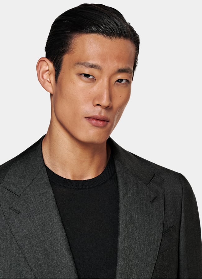 SUITSUPPLY All Season Lana y seda de Colombo, Italia Traje Custom Made gris oscuro