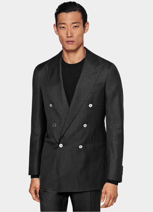 SUITSUPPLY All Season Lana y seda de Colombo, Italia Traje Custom Made gris oscuro