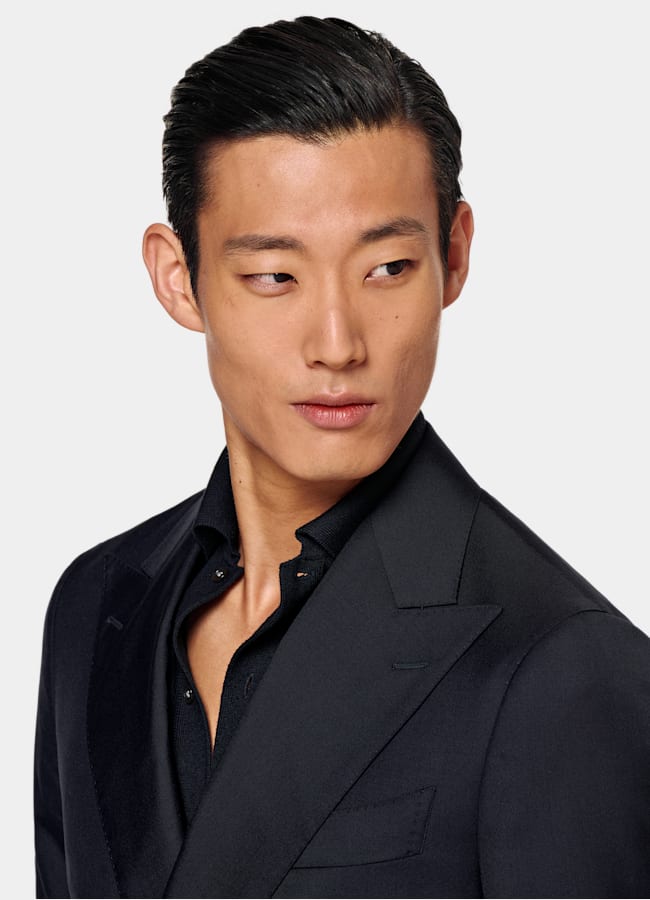 SUITSUPPLY All Season Wool Silk by Colombo, Italy Navy Custom Made Suit