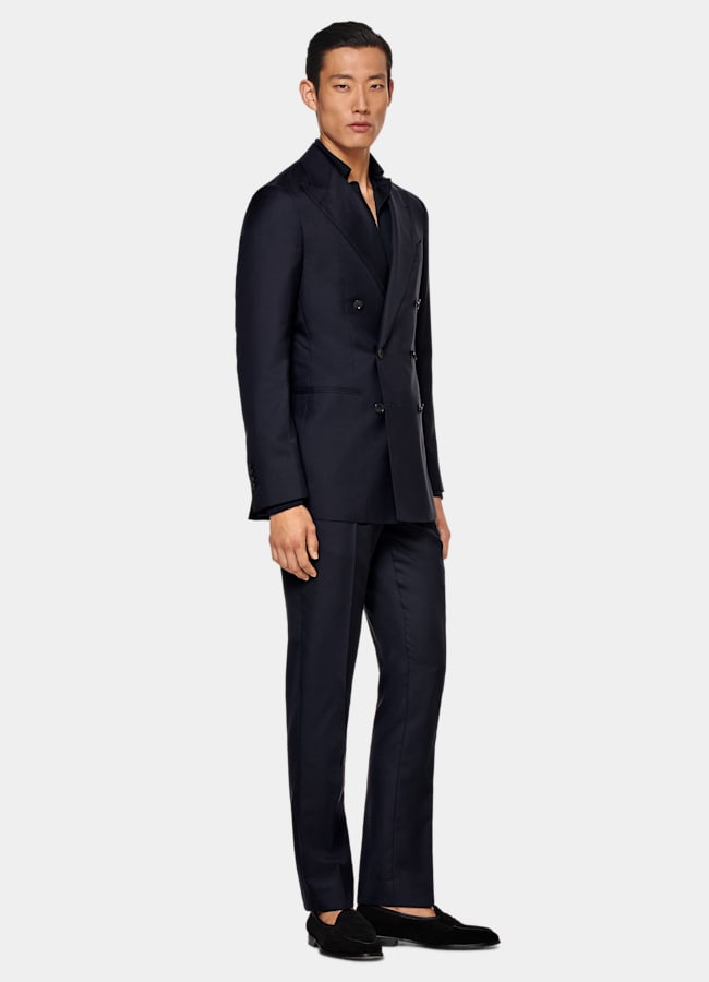 SUITSUPPLY All Season Wool Silk by Colombo, Italy Navy Custom Made Suit