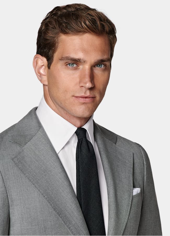 SUITSUPPLY All Season Pure S130's Wool by Vitale Barberis Canonico, Italy Mid Grey Perennial Tailored Fit Havana Suit