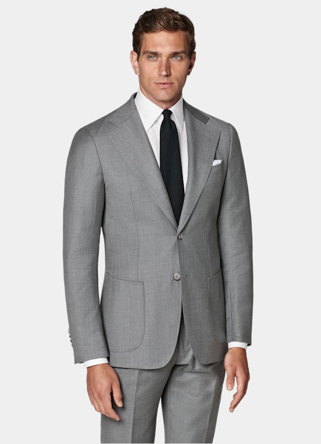 SUITSUPPLY All Season Pure S130's Wool by Vitale Barberis Canonico, Italy Mid Grey Perennial Tailored Fit Havana Suit