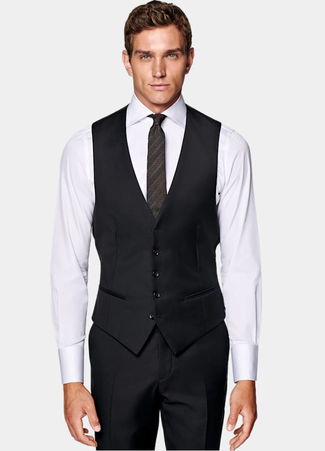 SUITSUPPLY All season Reine Schurwolle S110's von Vitale Barberis Canonico, Italien Havana Perennial Anzug navy dreiteilig Tailored Fit