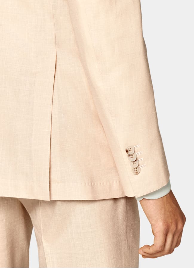 SUITSUPPLY Summer Wool Silk Linen by E.Thomas, Italy Light Pink Tailored Fit Havana Suit