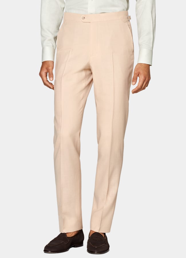 SUITSUPPLY Summer Wool Silk Linen by E.Thomas, Italy Light Pink Tailored Fit Havana Suit