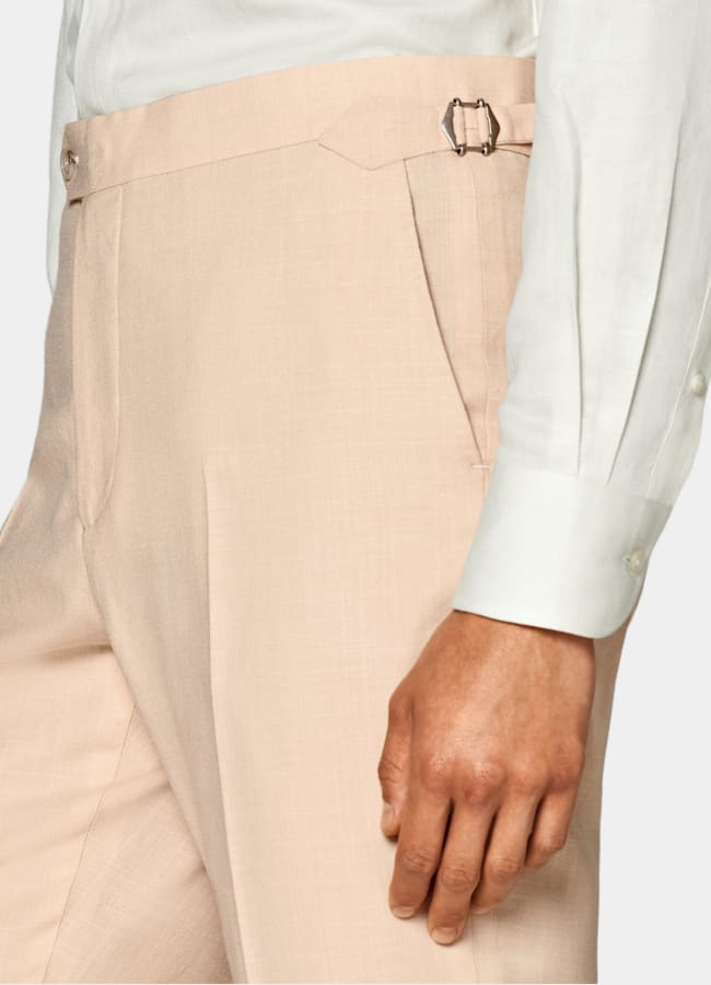SUITSUPPLY Summer Wool Silk Linen by E.Thomas, Italy Light Pink Tailored Fit Havana Suit