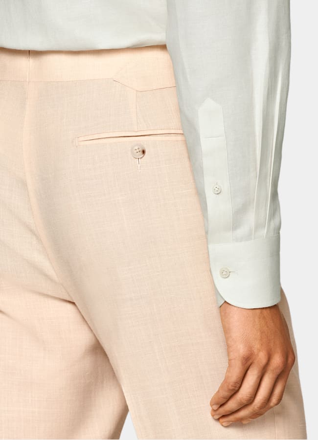 SUITSUPPLY Summer Wool Silk Linen by E.Thomas, Italy Light Pink Tailored Fit Havana Suit
