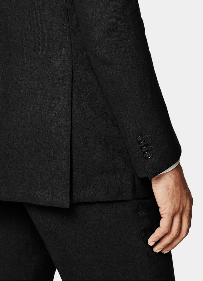 SUITSUPPLY Sommar Rent linne från Rogna, Italien Roma svart kostym med relaxed fit