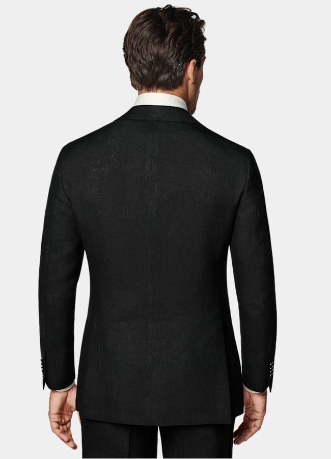 SUITSUPPLY Sommar Rent linne från Rogna, Italien Roma svart kostym med relaxed fit