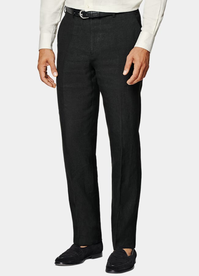 SUITSUPPLY Sommar Rent linne från Rogna, Italien Roma svart kostym med relaxed fit