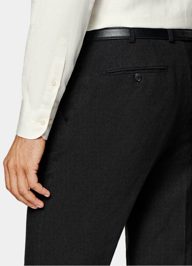 SUITSUPPLY Sommar Rent linne från Rogna, Italien Roma svart kostym med relaxed fit