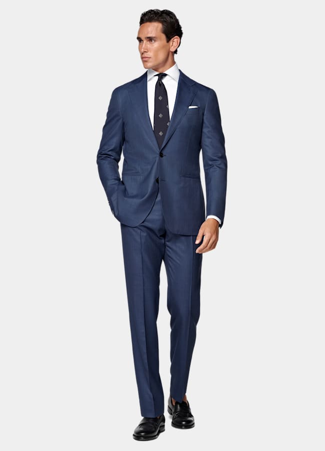 SUITSUPPLY All season Reine S150er Wolle von E.Thomas, Italien Havana Anzug mittelblau Tailored Fit