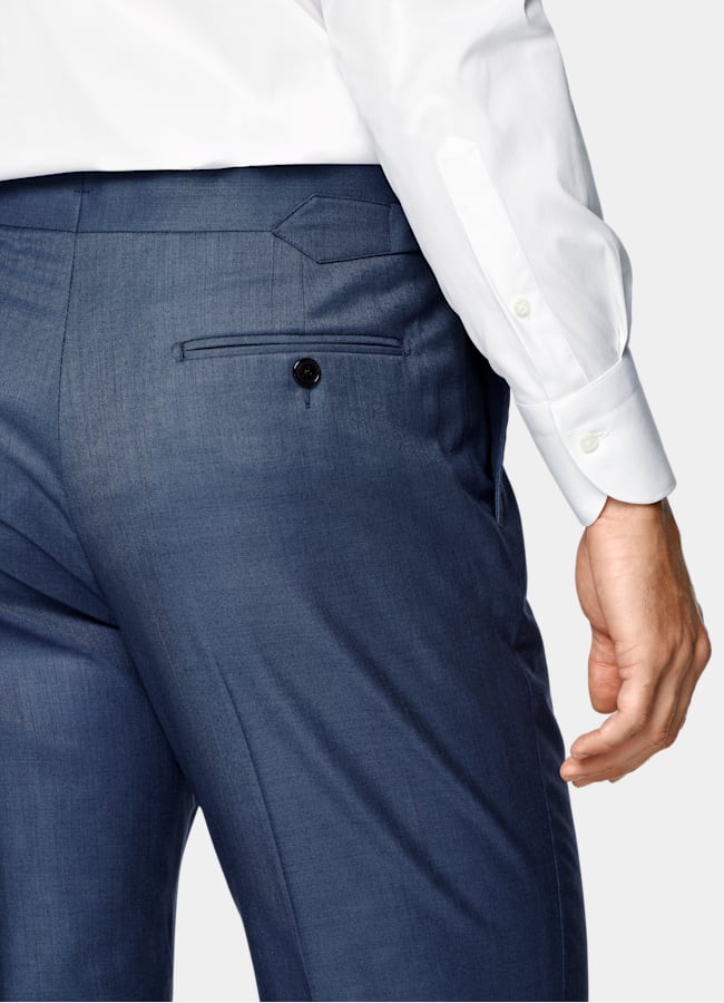 SUITSUPPLY All season Reine S150er Wolle von E.Thomas, Italien Havana Anzug mittelblau Tailored Fit