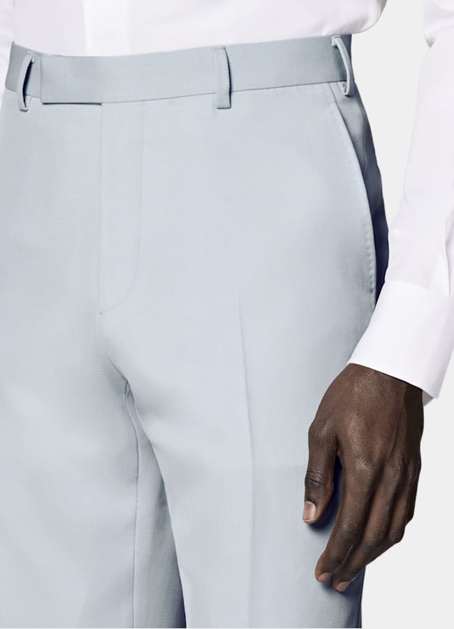 SUITSUPPLY All Season Pure S120's Wool by E.Thomas, Italy Light Blue Tailored Fit Milano Suit