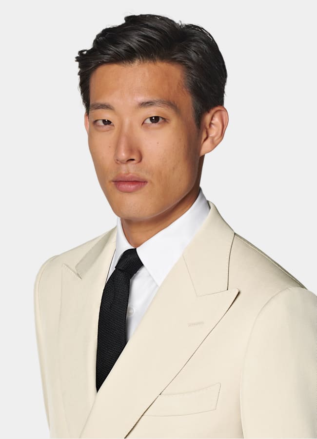 SUITSUPPLY All Season Pure S120's Wool by E.Thomas, Italy Sand Tailored Fit Milano Suit