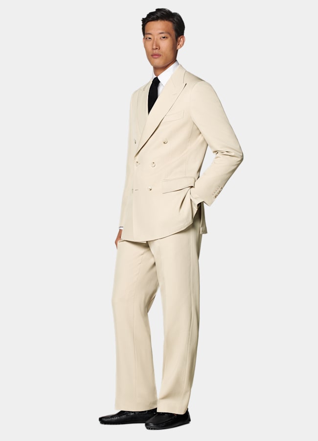 SUITSUPPLY All Season Pure S120's Wool by E.Thomas, Italy Sand Tailored Fit Milano Suit