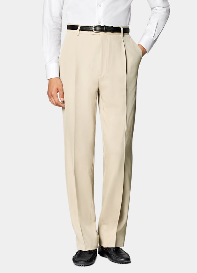 SUITSUPPLY All Season Pure S120's Wool by E.Thomas, Italy Sand Tailored Fit Milano Suit