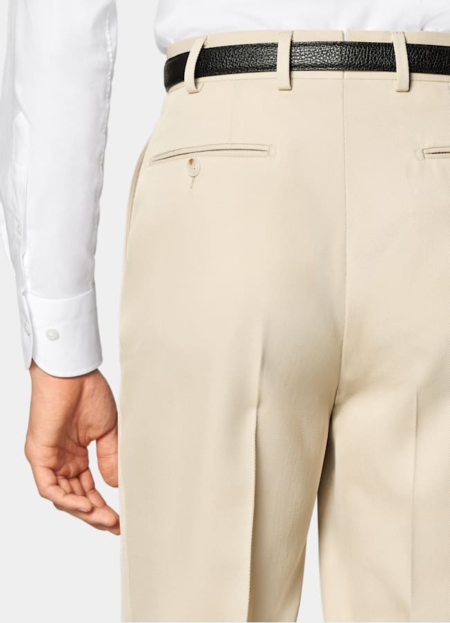 SUITSUPPLY All Season Pure S120's Wool by E.Thomas, Italy Sand Tailored Fit Milano Suit