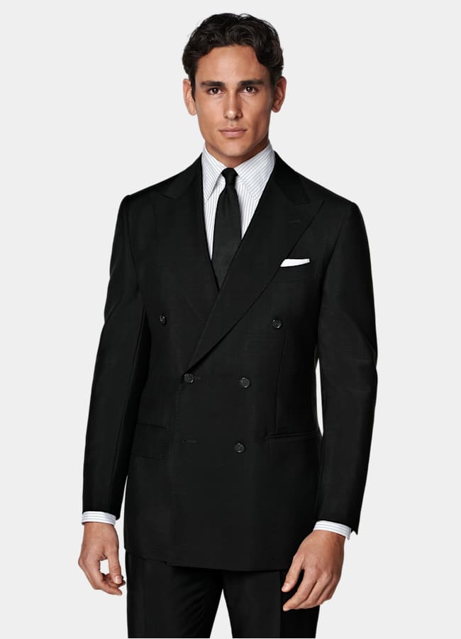 SUITSUPPLY All season Wolle Mohair von Vitale Barberis Canonico, Italien Milano Anzug schwarz Tailored Fit