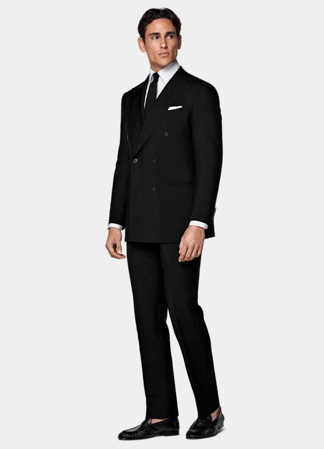 SUITSUPPLY All season Wolle Mohair von Vitale Barberis Canonico, Italien Milano Anzug schwarz Tailored Fit