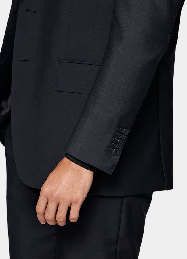 SUITSUPPLY All Season Wool Mohair by Vitale Barberis Canonico, Italy Navy Tailored Fit Milano Suit