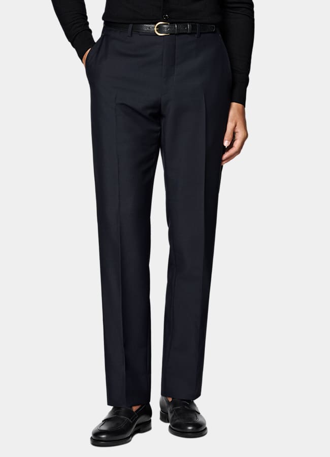 SUITSUPPLY All Season Wool Mohair by Vitale Barberis Canonico, Italy Navy Tailored Fit Milano Suit