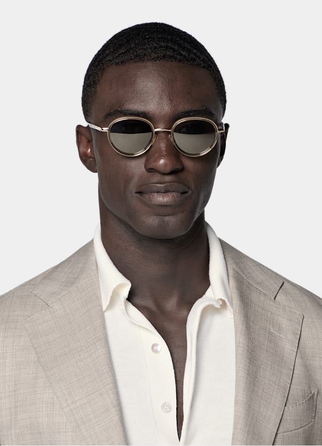 SUITSUPPLY All Season Pure Tropical Wool by Vitale Barberis Canonico, Italy Light Brown Perennial Tailored Fit Havana Suit