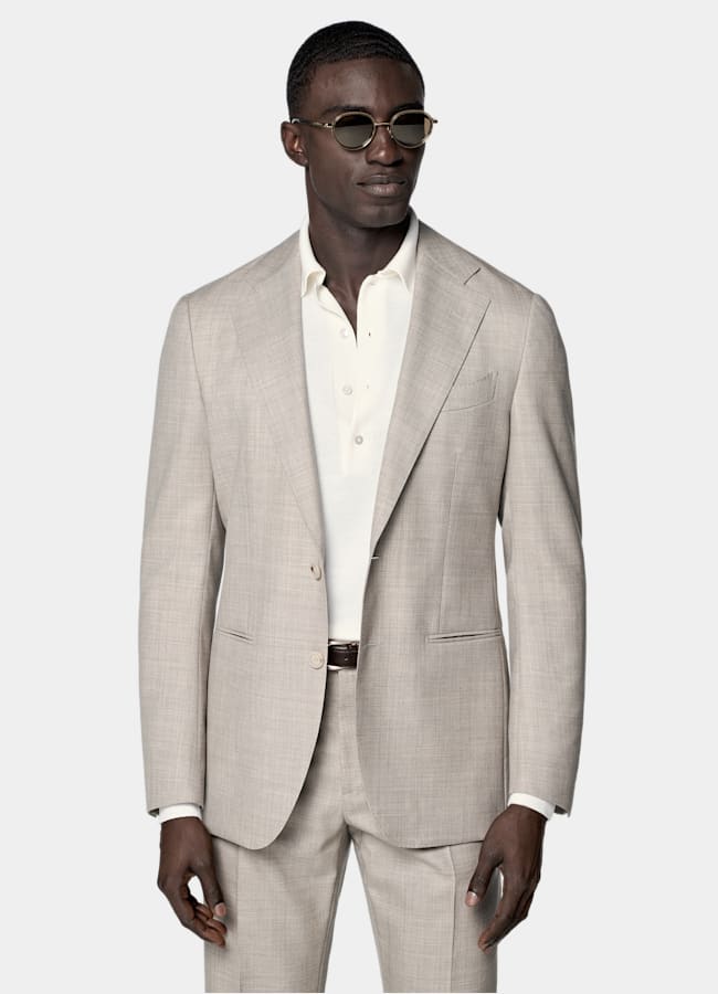 SUITSUPPLY All Season Pure Tropical Wool by Vitale Barberis Canonico, Italy Light Brown Perennial Tailored Fit Havana Suit