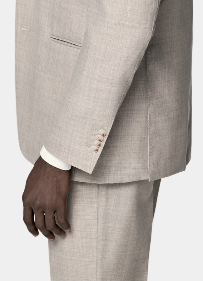 SUITSUPPLY All Season Pure Tropical Wool by Vitale Barberis Canonico, Italy Light Brown Perennial Tailored Fit Havana Suit