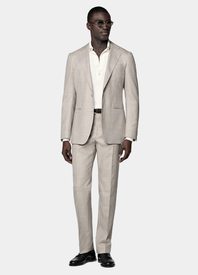 SUITSUPPLY All Season Pure Tropical Wool by Vitale Barberis Canonico, Italy Light Brown Perennial Tailored Fit Havana Suit