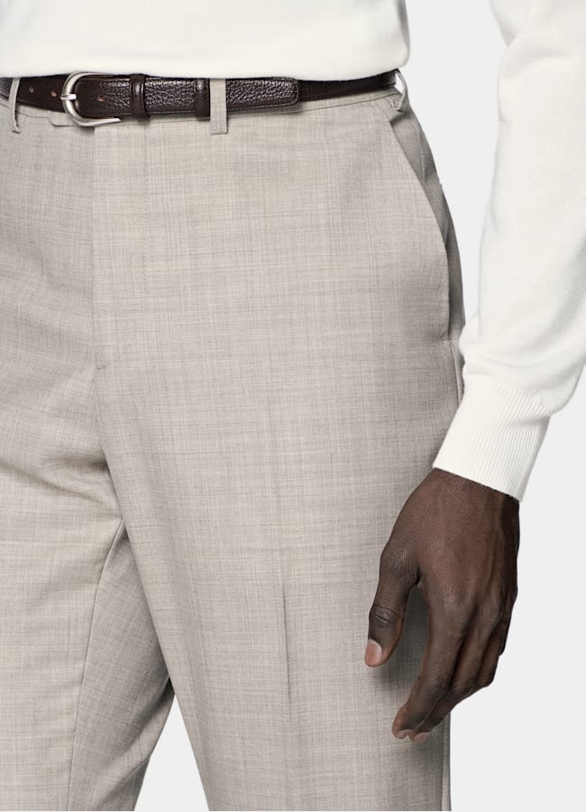 SUITSUPPLY All Season Pure Tropical Wool by Vitale Barberis Canonico, Italy Light Brown Perennial Tailored Fit Havana Suit