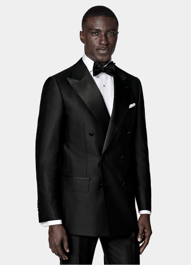 SUITSUPPLY All season Pure laine S130 par Delfino, Italie Smoking Milano coupe Tailored noir