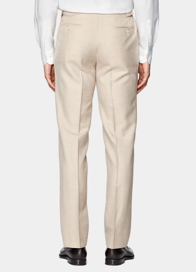 SUITSUPPLY Summer Wool Silk Linen by Rogna, Italy Sand Herringbone Tailored Fit Havana Suit